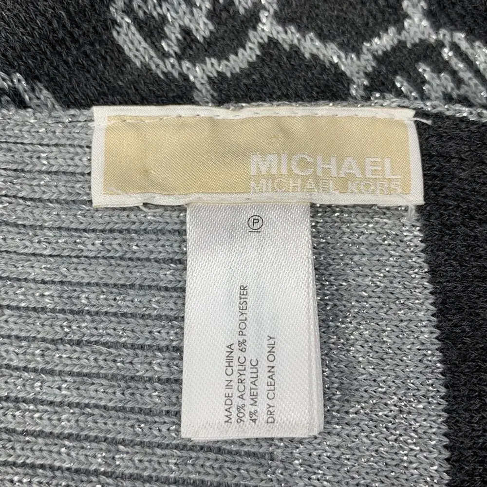 Michael Michael Kors Jet Set Logo Knit Scarf Charcoal and Metallic Silve
